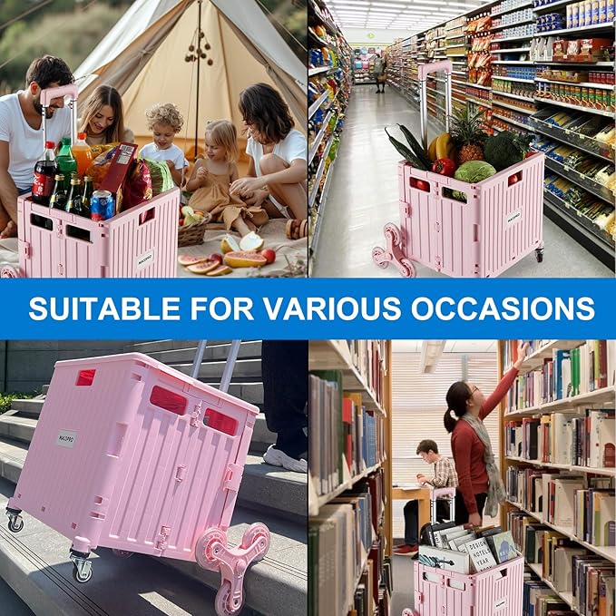 Foldable Utility Cart with Stair Climbing Wheels, Collapsible Rolling Crate - Image 7