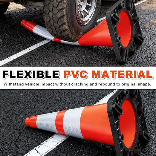 28" Orange PVC Construction Cones - Image 6