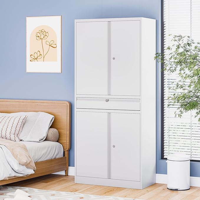 Metal Storage Cabinet, Tall File Cabinet - Image 9