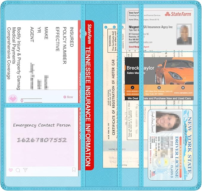 Car Insurance and Registration Holder, 9.5 x 5 Inch PU Leather Vehicle Glove - Image 3