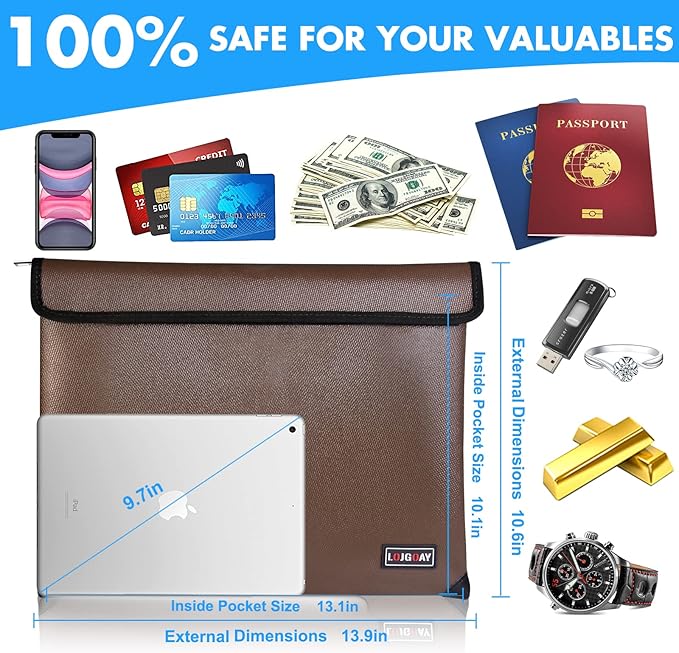 Fireproof Bag with 5200 Thermal Insulated, Waterproof Fireproof Box with Zipper - Image 5