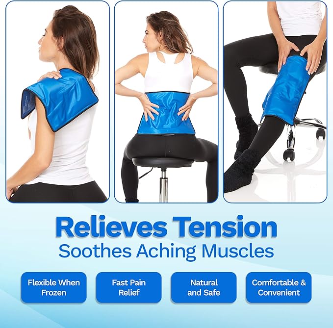 4 Pack XXL Reusable Hot and Cold Gel Ice Packs - Image 4