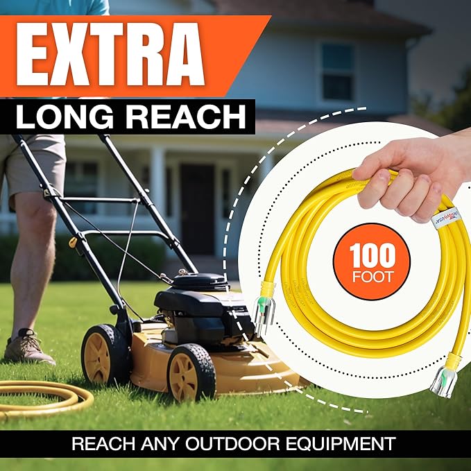 100ft Outdoor/Indoor Extension Cord 12/3 Gauge Extra Heavy Duty 3 Prong SJTW - Image 6