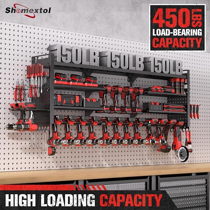 49.8" W Super Large Power Tool Organizer Wall Mount, 4-Layer Heavy Duty Tool - Image 4