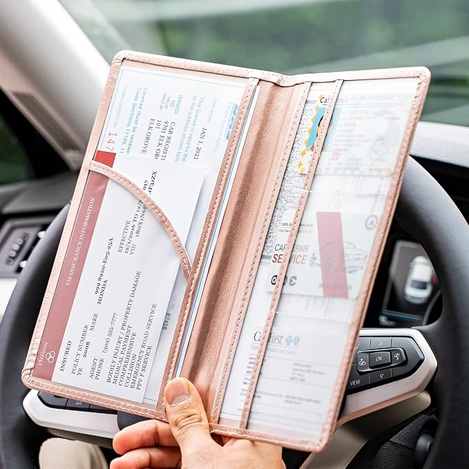 CANOPUS Car Registration and Insurance Holder, PU Leather Card Holder, Vehicle - Image 5