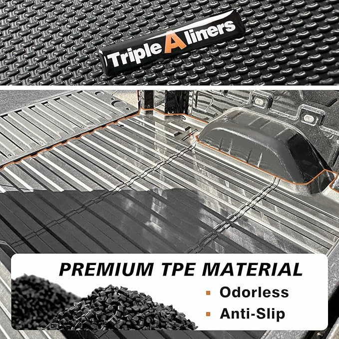 TripleAliners Truck Bed Mat & Floor Mats Front Rear Full Set Compatible - Image 7