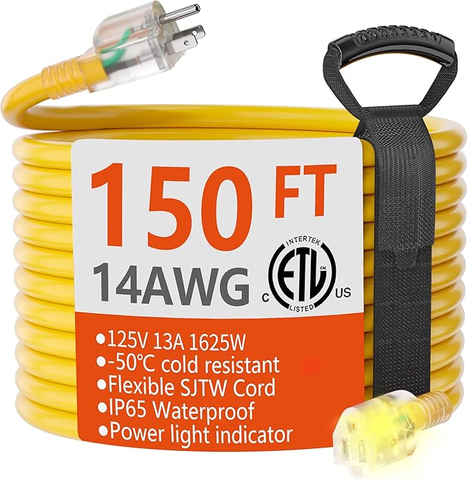 HUANCHAIN 150 ft 14/3 Gauge Heavy Duty Outdoor Extension Cord Waterproof by huanchain