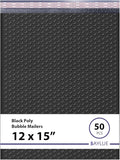 Black Large Poly Bubble Mailers 12x15 inch | Self Seal Padded Envelopes by BAYLUE