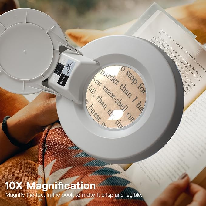 10X Magnifying Glass with Light and Stand, Lighted Magnifying Glasses - Image 2