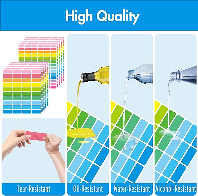 620 PCS Removable Labels, 14 Colors Self-adhesive Stickers Water/Oil/Tear - Image 4