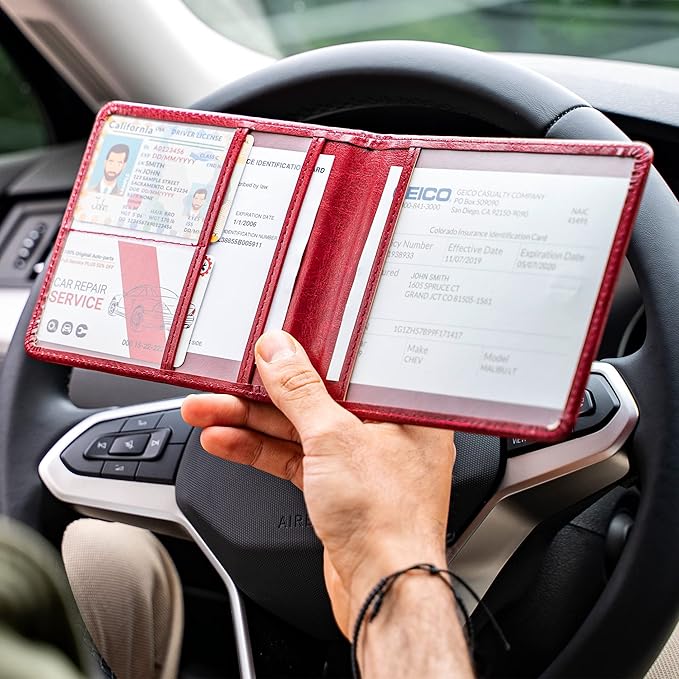 CANOPUS Car Registration and Insurance Holder, PU Leather Card Holder, Vehicle - Image 5