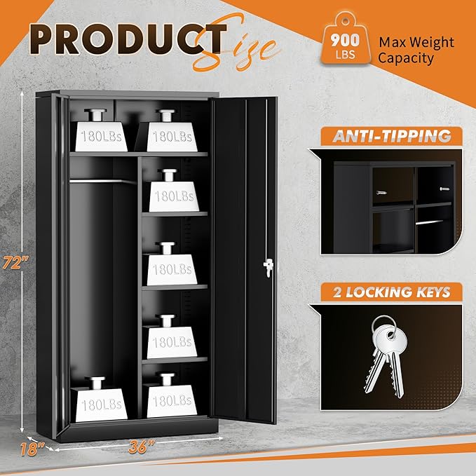 INTERGREAT Metal Wardrobe Closet - Image 3