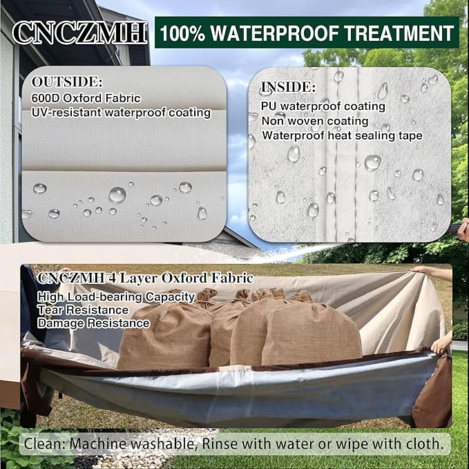 Heavy Duty Patio Furniture Covers Waterproof, 600D Round Outdoor Furniture - Image 3