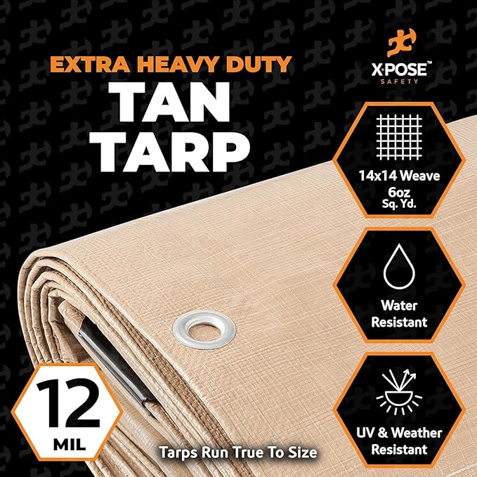 Heavy Duty Tan Poly Tarp 10' X 30' - Image 2
