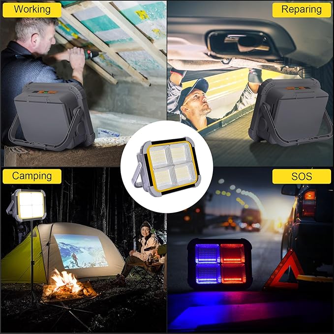 ERAY LED Work Light with 4 Solar Panel, 150W 12000mAH Rechargeable Worklight - Image 6