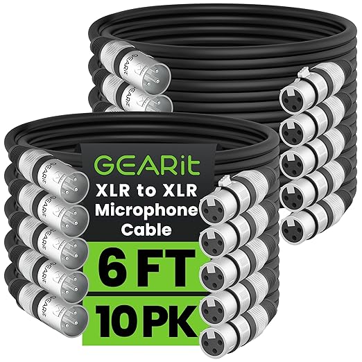 GEARit XLR Male to Female Microphone Cable 3-Pin Balanced Shielded Mixer by GEARit