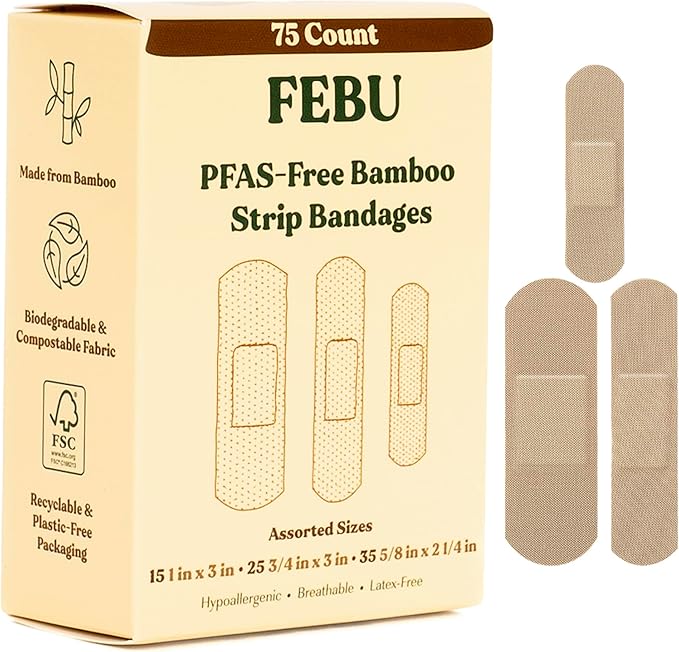 FEBU Eco-Friendly Bamboo Fabric Bandages | PFAS Free Flexible Fabric Bandages | by FEBU