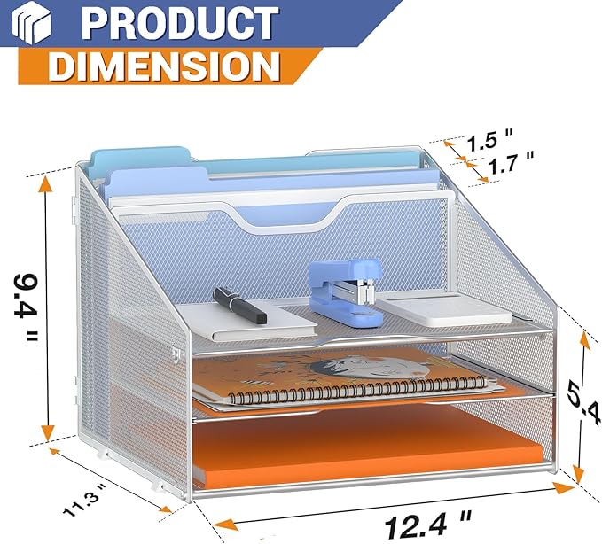 Letter Tray Organizer, Mesh Desk File Organizer - Image 2