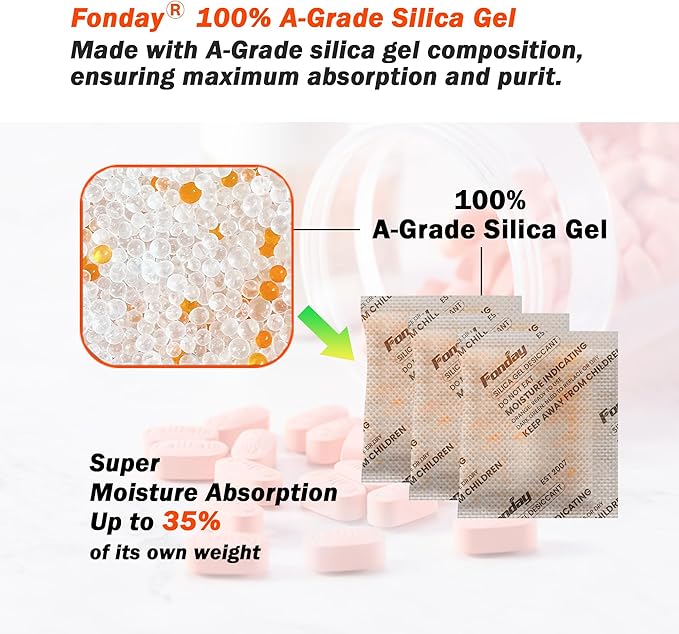 50g x 40 Packs Fonday Rechargeable Silica Gel Desiccant Packets Food Grade Fast - Image 3