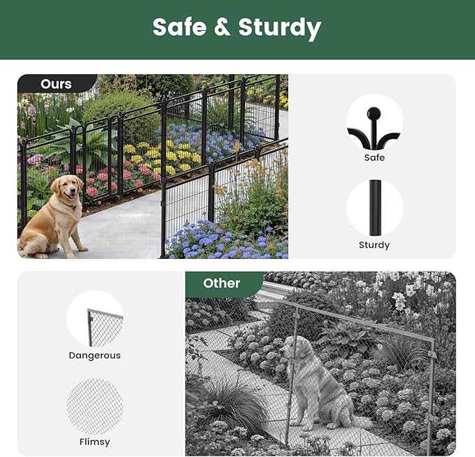Decorative Garden Fence 40in x52in, Thicken 2 Panels Metal No Dig Outdoor Dog - Image 2