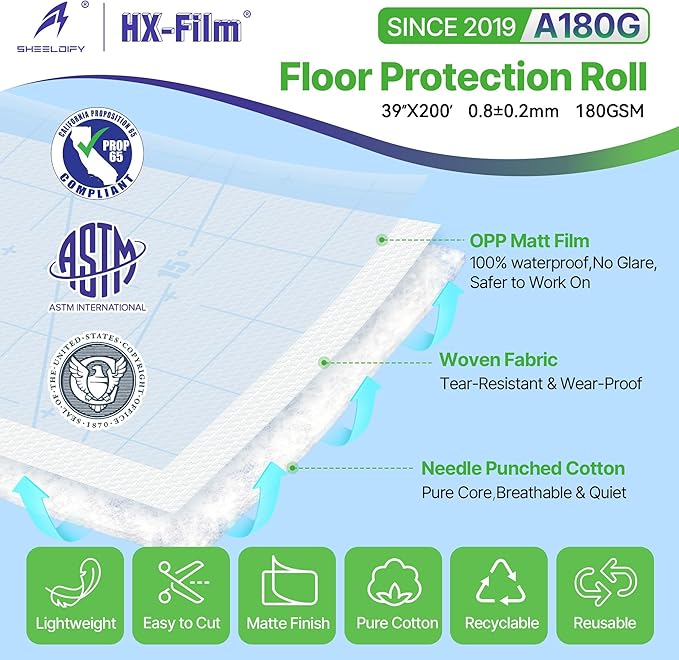 39" x200' Heavy-Duty Floor Protection | Construction Grade Carpet Protector | - Image 2
