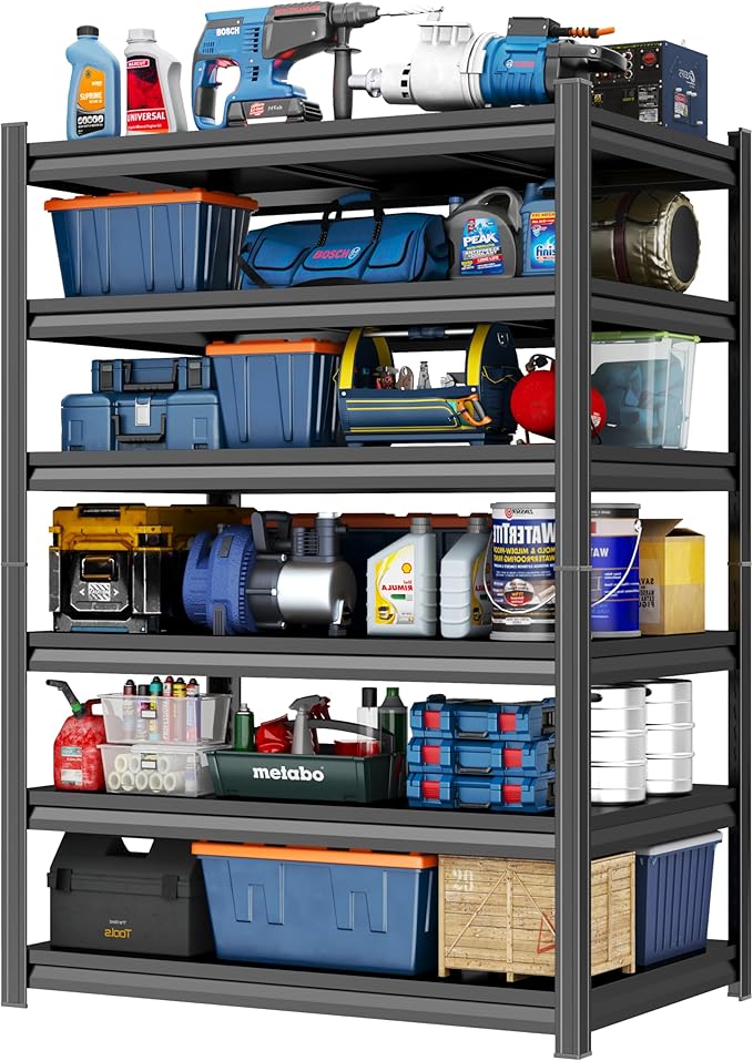 Garage Shelving 3000LBS Metal Storage Shelves Adjustable 6-Tier Shelving Units by PRESTELION