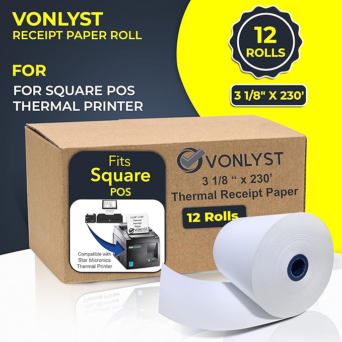 Receipt Paper Roll 3 1/8 x 230 for Square Register and Square POS System - Image 7