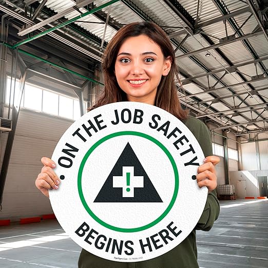 On The Job Safety Begins Here 18x18 inches, Floor Decal Anti-Slip Adhesive - Image 5
