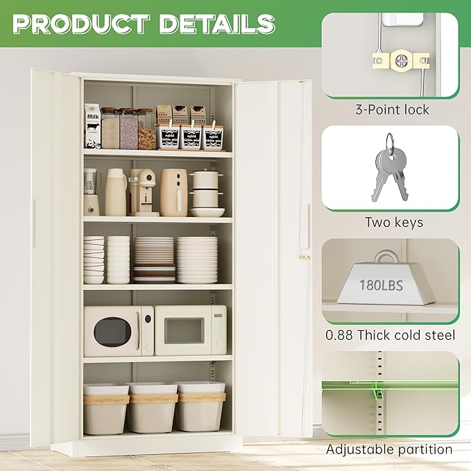 INTERGREAT Metal Storage Cabinet, Storage Locker - Image 4