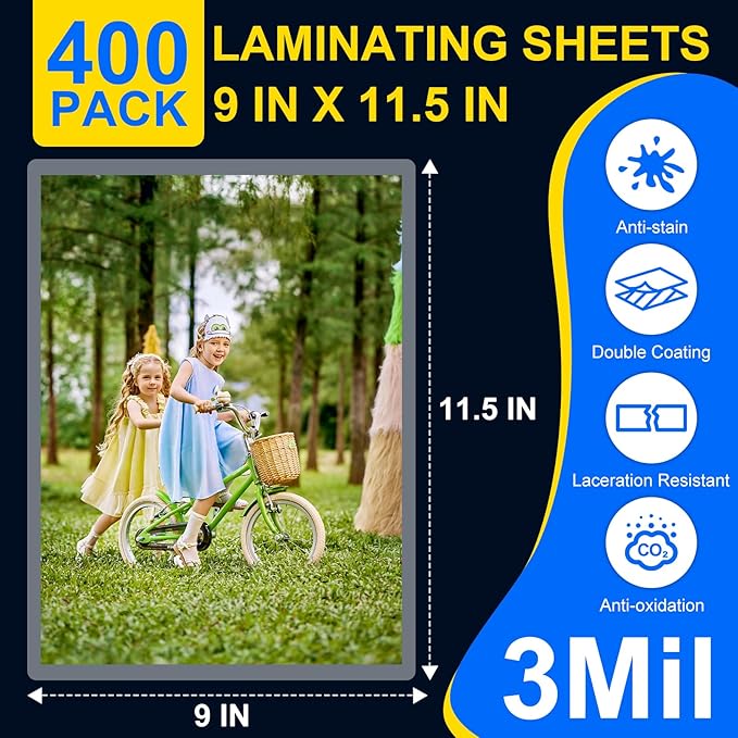 400 Pack Laminating Sheets, 3 Mil, 9 x 11.5 Inches Thermal Laminating Pouches - Image 2
