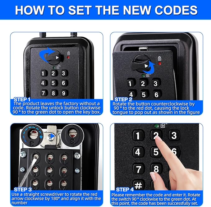 Key Lock Box, 12-Digit Code, Weatherproof Wall Mount, Large Capacity 5-8 Keys - Image 6