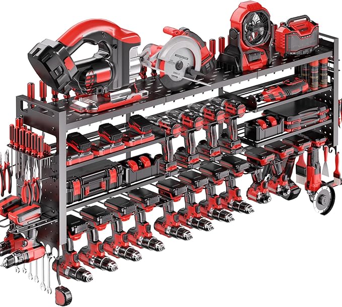 49.8" W Super Large Power Tool Organizer Wall Mount, 4-Layer Heavy Duty Tool by SHOMEXTOL