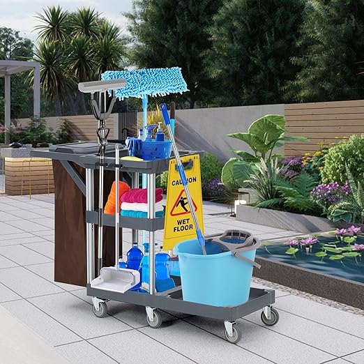 Commercial Janitorial Cleaning Cart on Wheels - Image 7