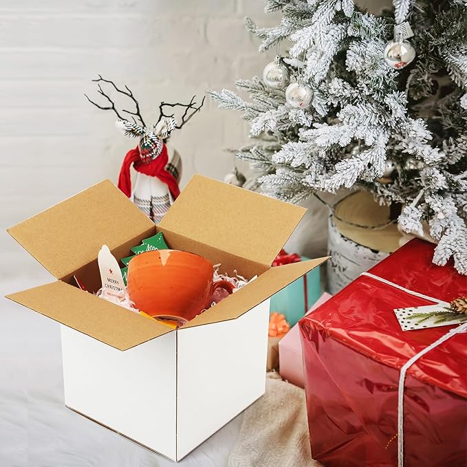 Famagic 10 Pack 6x6x6 Inch Small Shipping Boxes White Corrugated Cardboard - Image 5