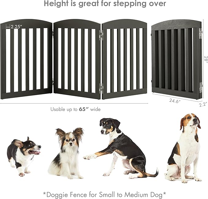 SPIRICH Wooden Freestanding Foldable Dog Gate, Extra Wide Step Over Puppy Gate - Image 5