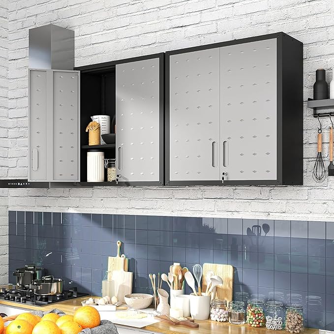 Metal Garage Wall Cabinet with Lock, Wall Mounted Metal Storage Cabinets with - Image 5