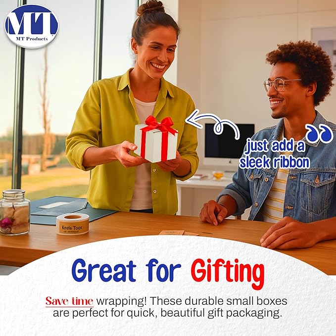 MT Products 4" x 4" x 4" Corrugated White Cardboard Shipping Boxes - Image 7