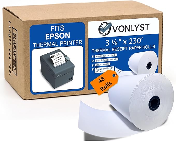 3 1/8 x 230 Thermal Paper Receipt Roll by VonlystReceiptPaperSpecialist