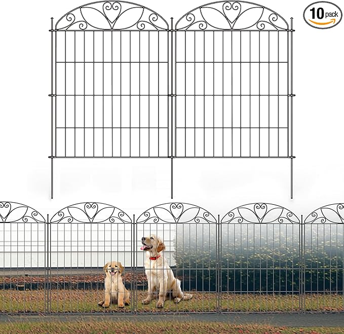 10 Panels No Dig Decorative Outdoor Garden Fence, 40 in X 23.6 ft Animal by MarsExplo