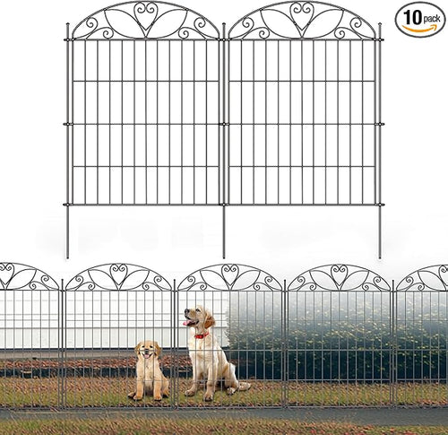 10 Panels No Dig Decorative Outdoor Garden Fence, 40 in X 23.6 ft Animal by MarsExplo