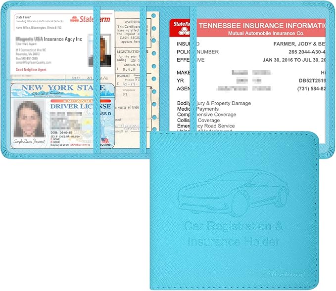 Car Insurance and Registration Holder, 5.5 x 5 Inch PU Leather Vehicle Glove by Techion