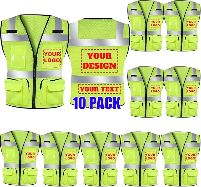 BeautyWill Custom Logo 10/20 Pack Safety Vest Class2 High Visibility Vest by BeautyWill