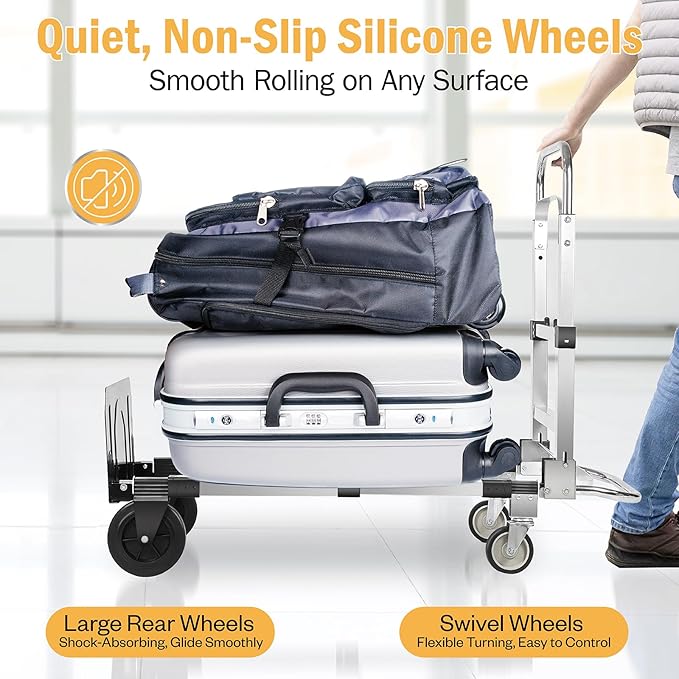 600 LBS Dolly Cart with Wheels, 3 in 1 Folding Hand Truck with Retractable - Image 3