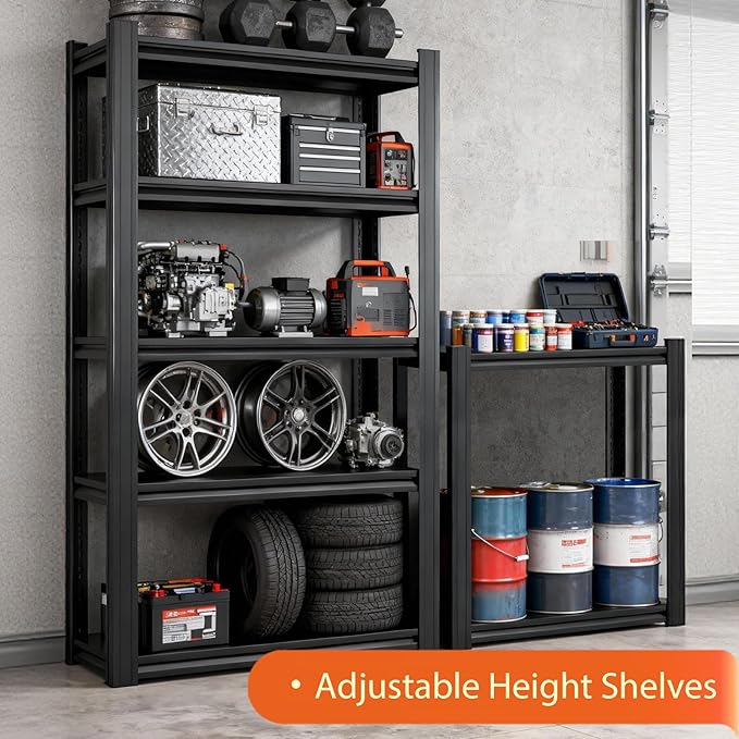 Metal Storage Shelves Unit, 5-Tier Adjustable Heavy Duty Garage Shelving - Image 7