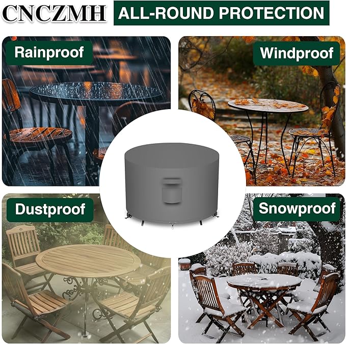 Heavy Duty Patio Furniture Covers Waterproof, 600D Round Outdoor Furniture - Image 6
