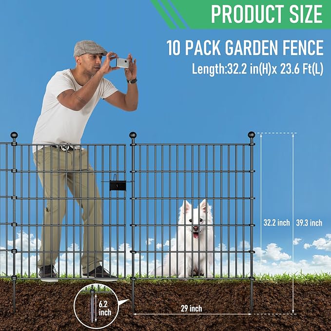 10 Panels Garden Fence Dog Fence Outdoor - Image 2