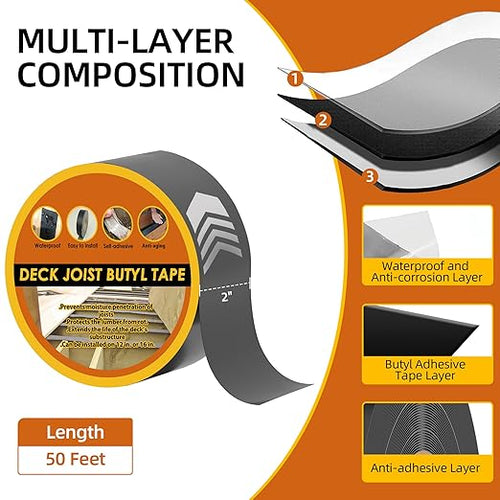 24 Pack Joist Tape for Decking, Self Adhesive Joist Deck Tape for Hardwood for - Image 2