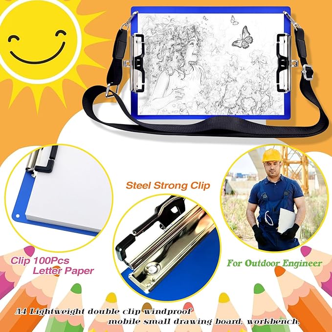 Aluminum Metal Clipboard with Detachable Adjustable Shoulder Strap A4 Double - Image 3