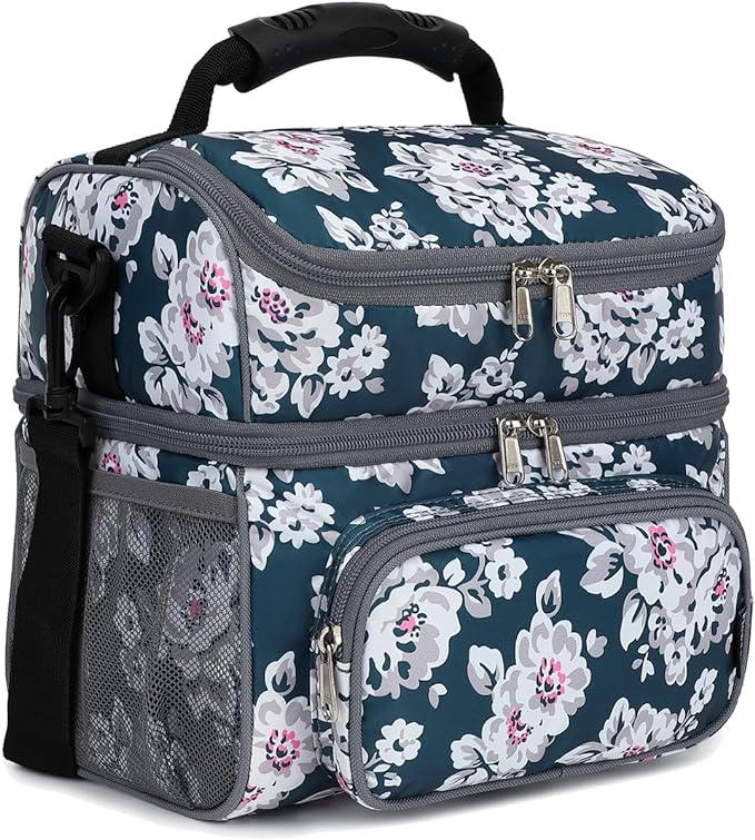 FlowFly Double Layer Cooler Insulated Lunch Bag Adult Lunch Box Large Tote Bag by FlowFly
