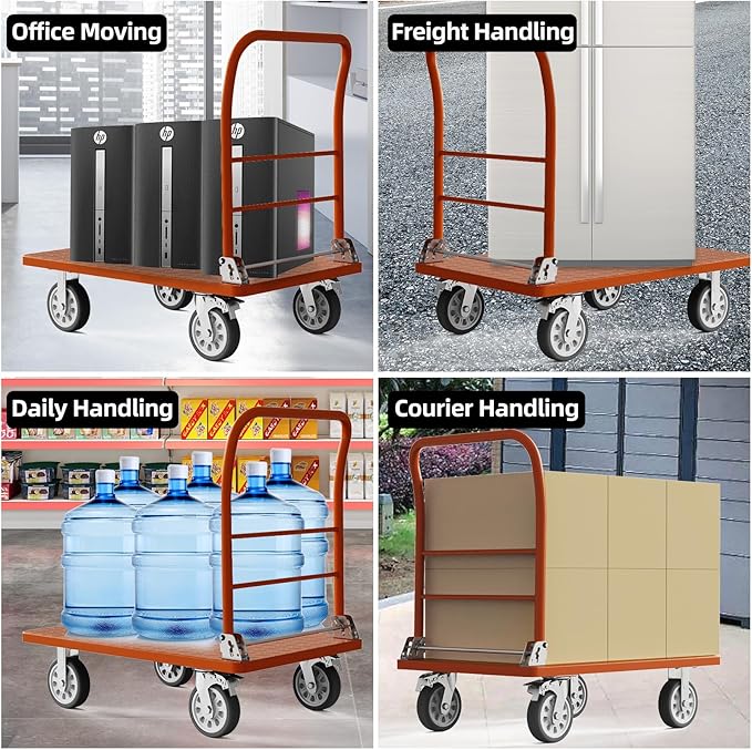 Heavy Duty Platform Truck Cart, Flatbed Cart Folding Hand Trucks, - Image 5
